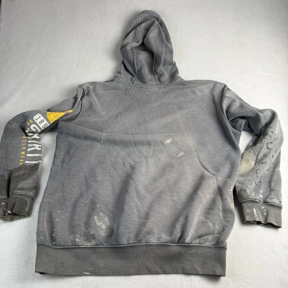 Carhartt Men's Distressed Paint Splatter Graphic Sleeve Hoodie Gray Size Medium